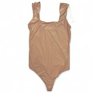 Aerie Smoothez Square Neck Bodysuit Tan Tank ‎ Style Womens Small Thong NWT